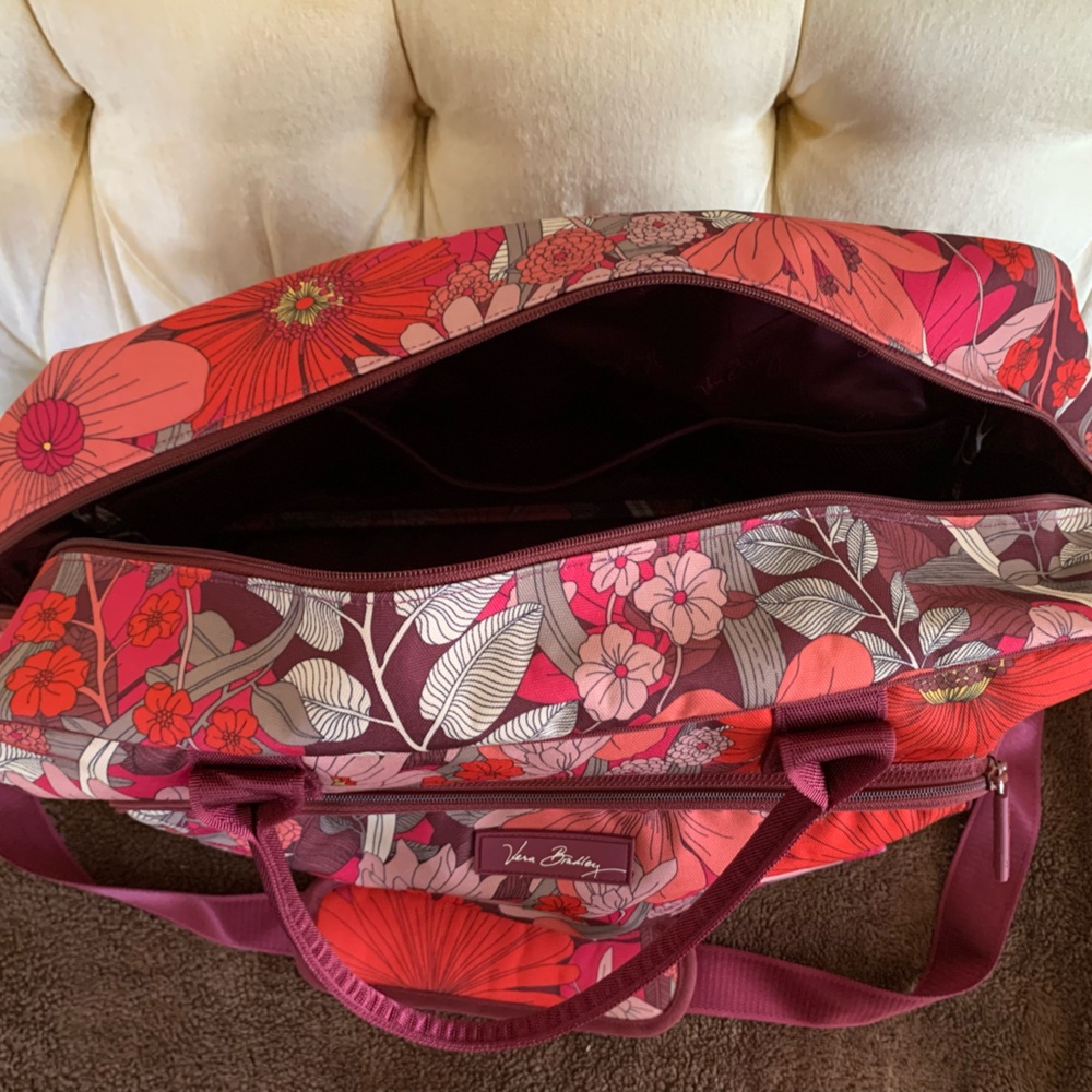 Vera Bradley Floral Travel Bag - Red and Pink